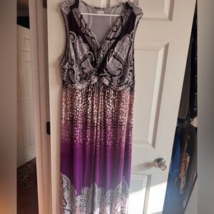 Soma Purple and Black Patterned Maxi Dress